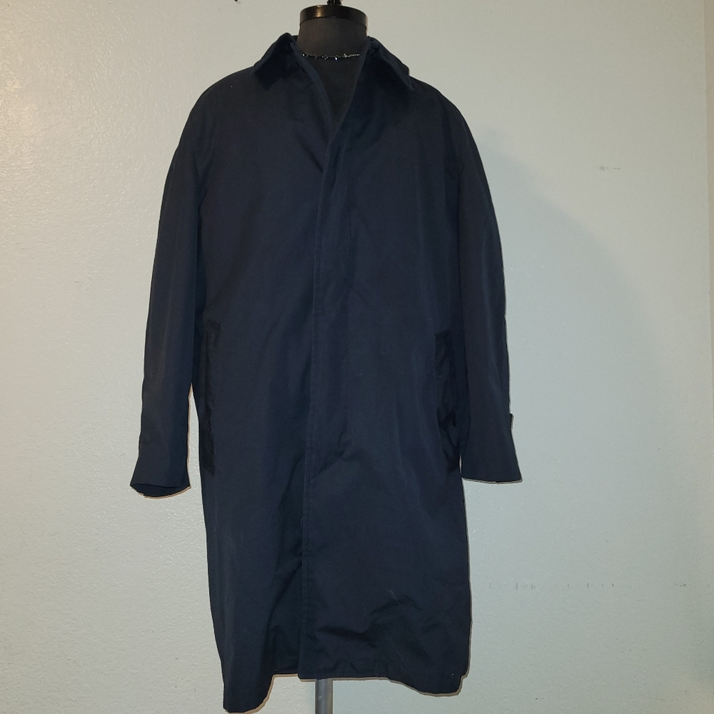 Vintage ENGLISH SQUIRE 70s DULUTH Men's Size 44 Navy Trench Coat  Zipper Lining